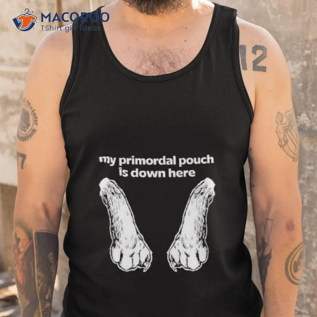 Mango Island My Primordial Pouch Is Down Here Shirt