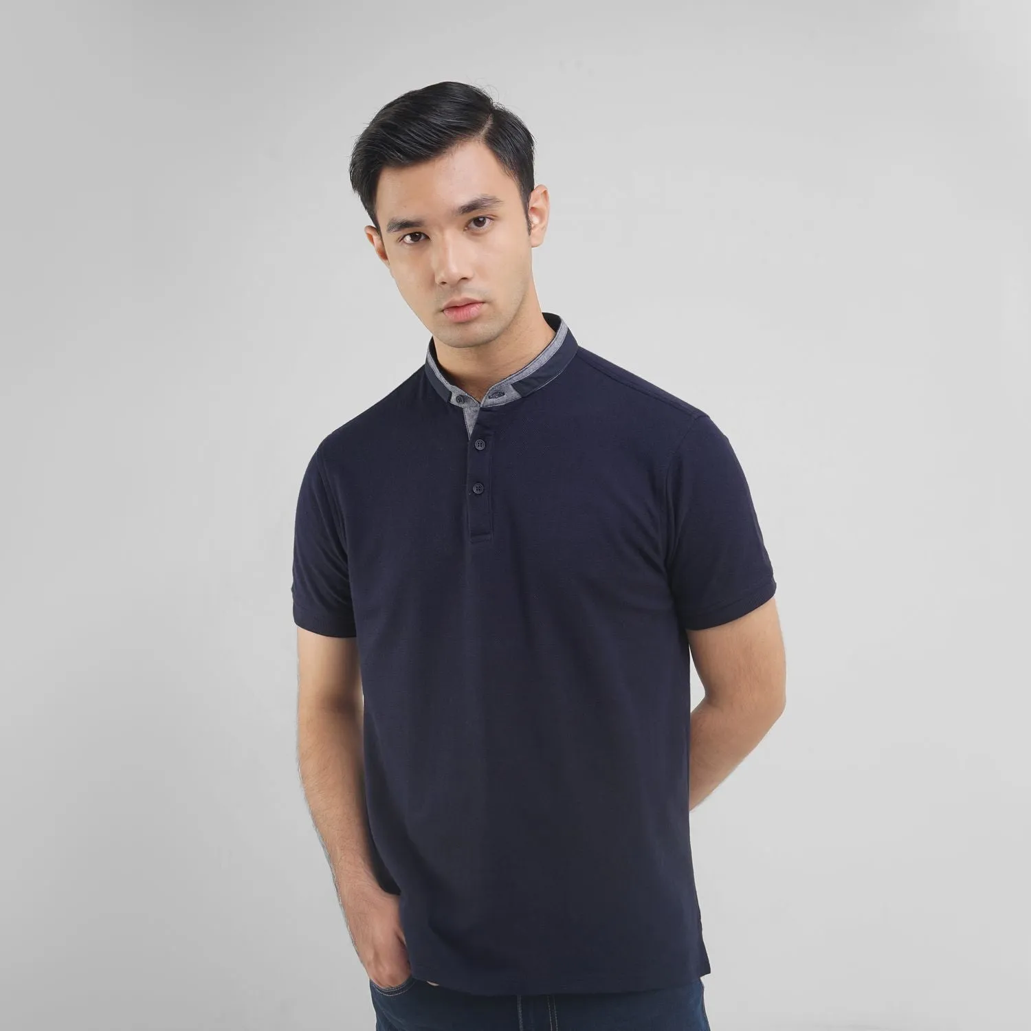 Marks Collarless Polo Shirt