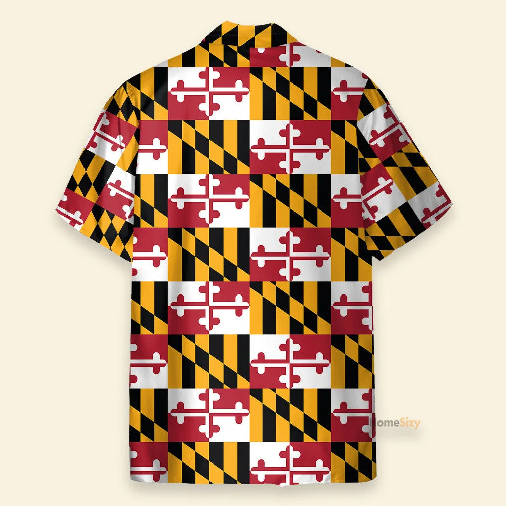 Maryland Flag Tropical Men's Button's Up Shirts - Hawaiian Shirt & Beach Shorts