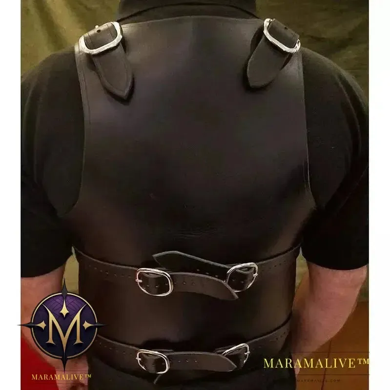 Medieval Steampunk PU Leather Vest for Men Armor War Larp Knight Warrior Armour Roman Archer Fantasy Cosplay Costume Accessories