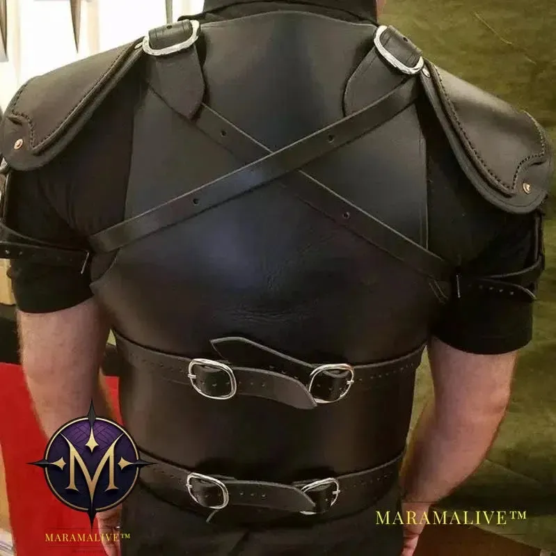 Medieval Steampunk PU Leather Vest for Men Armor War Larp Knight Warrior Armour Roman Archer Fantasy Cosplay Costume Accessories