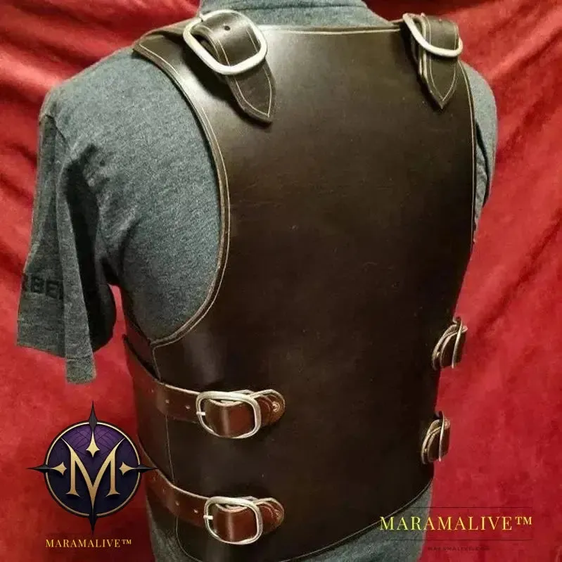 Medieval Steampunk PU Leather Vest for Men Armor War Larp Knight Warrior Armour Roman Archer Fantasy Cosplay Costume Accessories