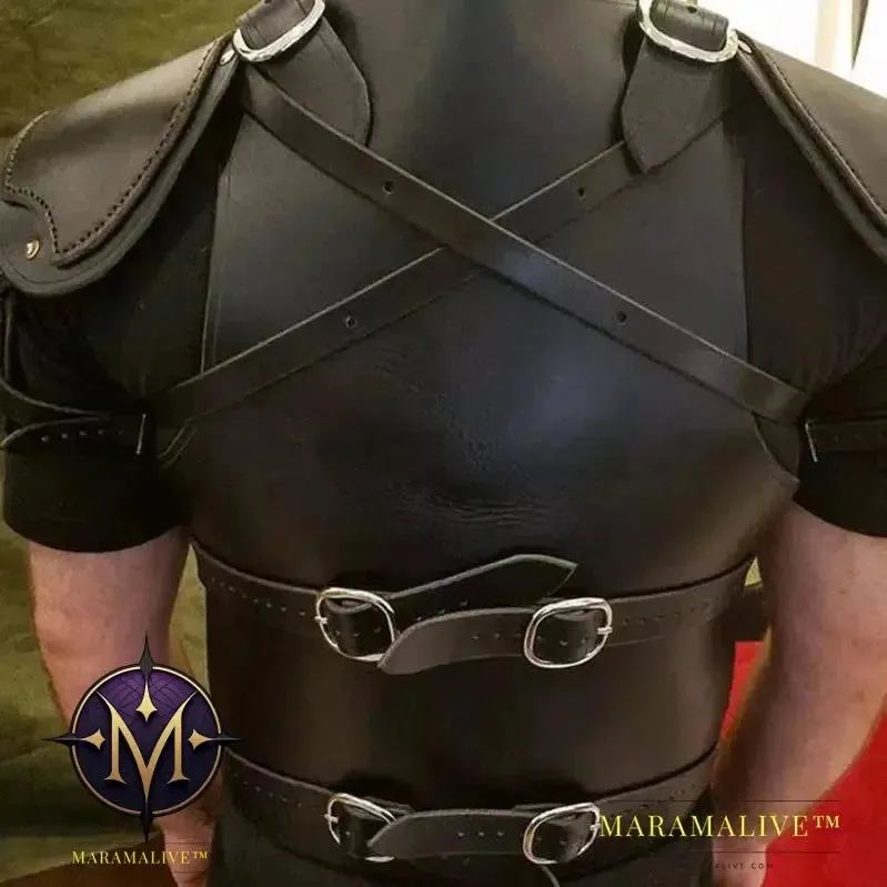 Medieval Steampunk PU Leather Vest for Men Armor War Larp Knight Warrior Armour Roman Archer Fantasy Cosplay Costume Accessories