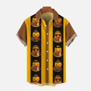 Men Splicing Cartoon Animal 3D Printed Short Sleeve Shirts
