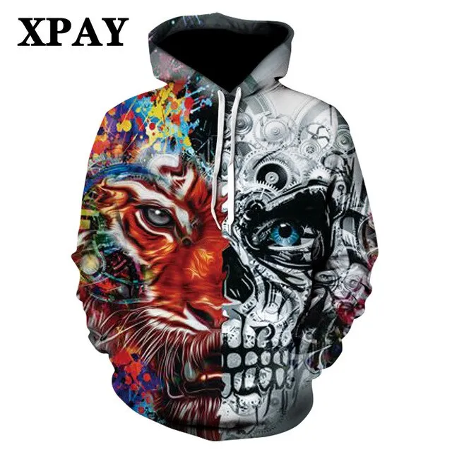 Men's Autumn New Black Long Leisure Sleeve Hoodie Firearms Skull Series 3d HD Digital Printing Street Wear Wild Sweatshirt S-6XL