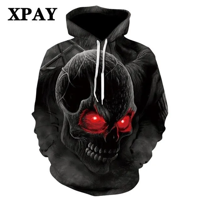 Men's Autumn New Black Long Leisure Sleeve Hoodie Firearms Skull Series 3d HD Digital Printing Street Wear Wild Sweatshirt S-6XL
