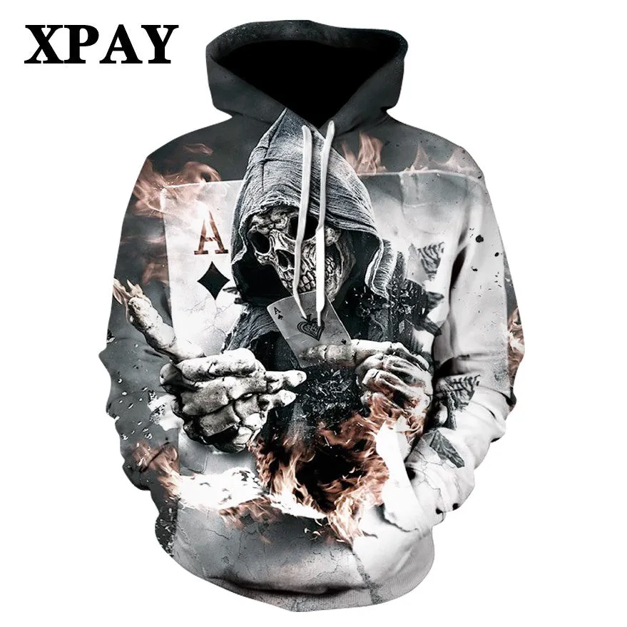 Men's Autumn New Black Long Leisure Sleeve Hoodie Firearms Skull Series 3d HD Digital Printing Street Wear Wild Sweatshirt S-6XL
