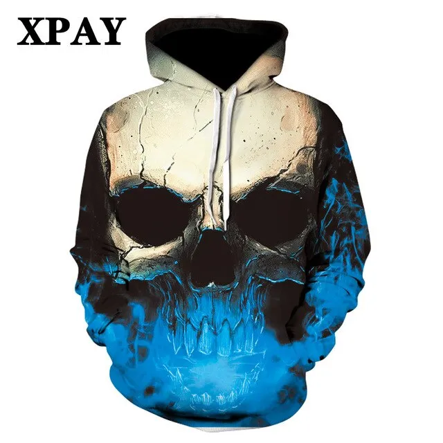 Men's Autumn New Black Long Leisure Sleeve Hoodie Firearms Skull Series 3d HD Digital Printing Street Wear Wild Sweatshirt S-6XL