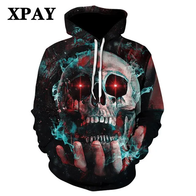 Men's Autumn New Black Long Leisure Sleeve Hoodie Firearms Skull Series 3d HD Digital Printing Street Wear Wild Sweatshirt S-6XL