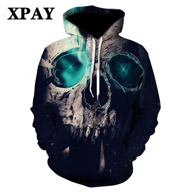 Men's Autumn New Black Long Leisure Sleeve Hoodie Firearms Skull Series 3d HD Digital Printing Street Wear Wild Sweatshirt S-6XL