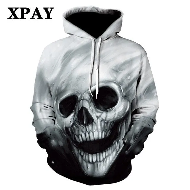 Men's Autumn New Black Long Leisure Sleeve Hoodie Firearms Skull Series 3d HD Digital Printing Street Wear Wild Sweatshirt S-6XL