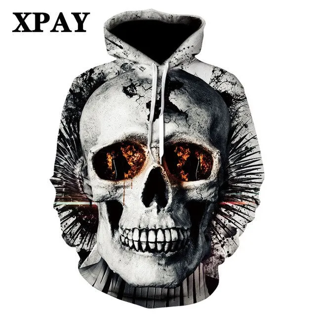 Men's Autumn New Black Long Leisure Sleeve Hoodie Firearms Skull Series 3d HD Digital Printing Street Wear Wild Sweatshirt S-6XL