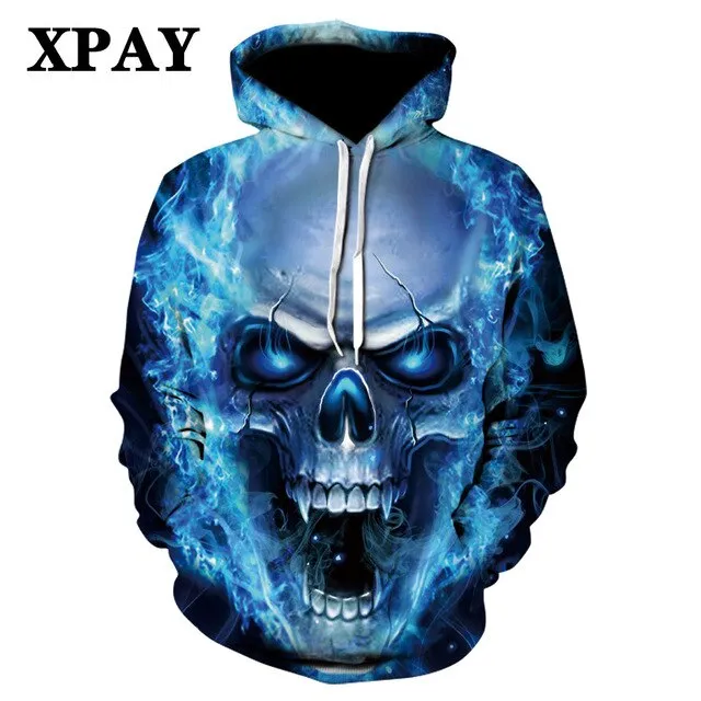 Men's Autumn New Black Long Leisure Sleeve Hoodie Firearms Skull Series 3d HD Digital Printing Street Wear Wild Sweatshirt S-6XL