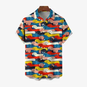 Men's Colorful Dachshund Casual Short Sleeve Shirt 2405000207