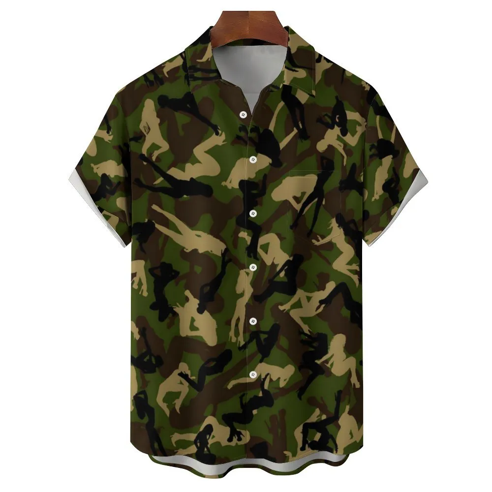 Men's Fun Camouflage Casual Short Sleeve Shirt 2311000402
