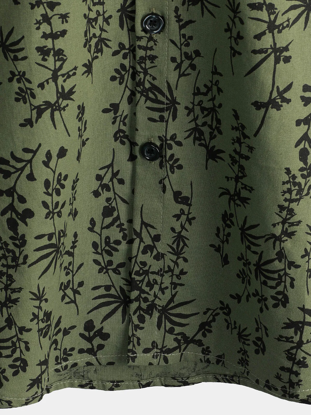 Men's Green Cotton Hawaiian Summer Vintage Floral Holiday Cruise Short Sleeve Button Up Shirt