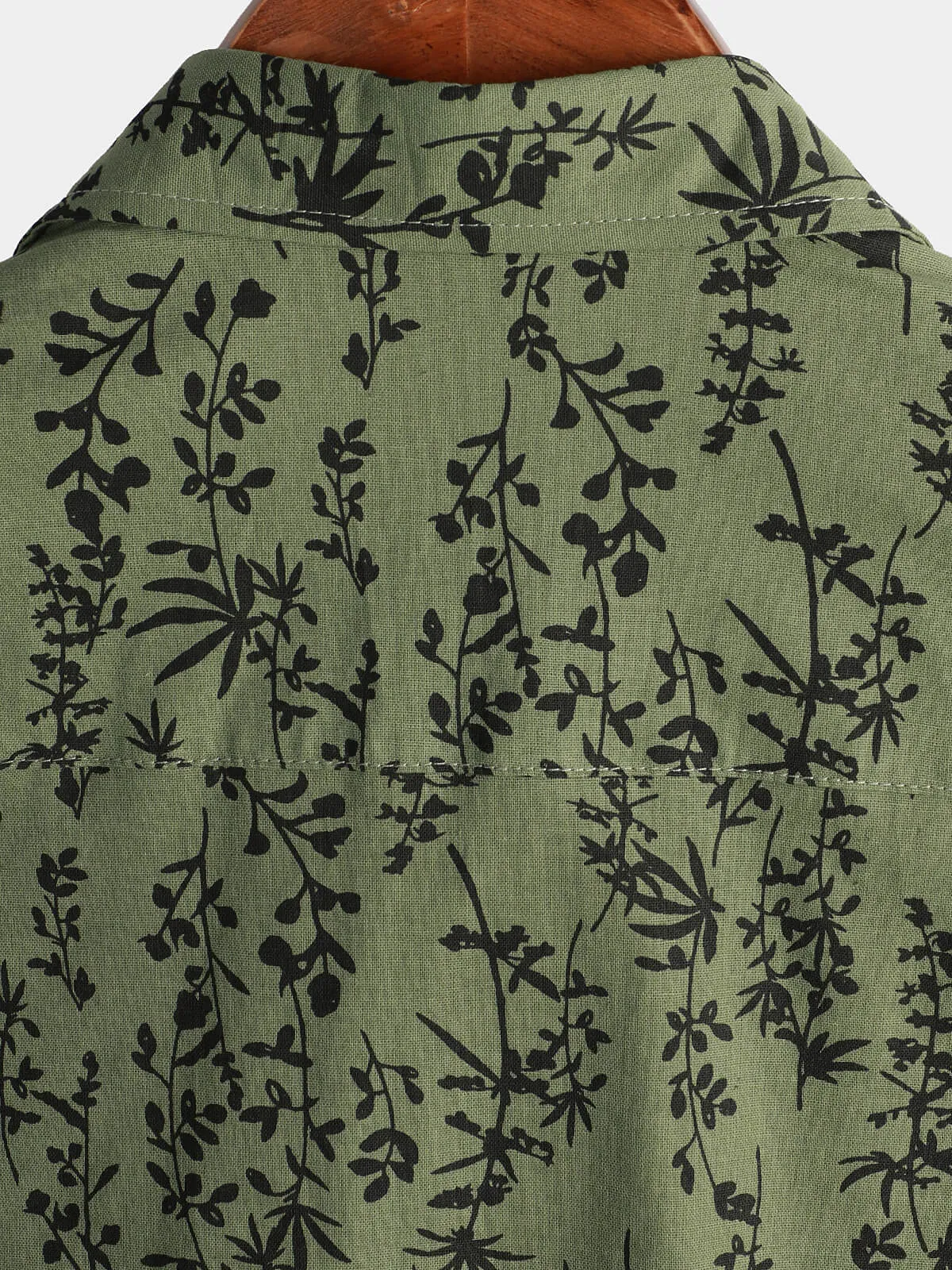 Men's Green Cotton Hawaiian Summer Vintage Floral Holiday Cruise Short Sleeve Button Up Shirt