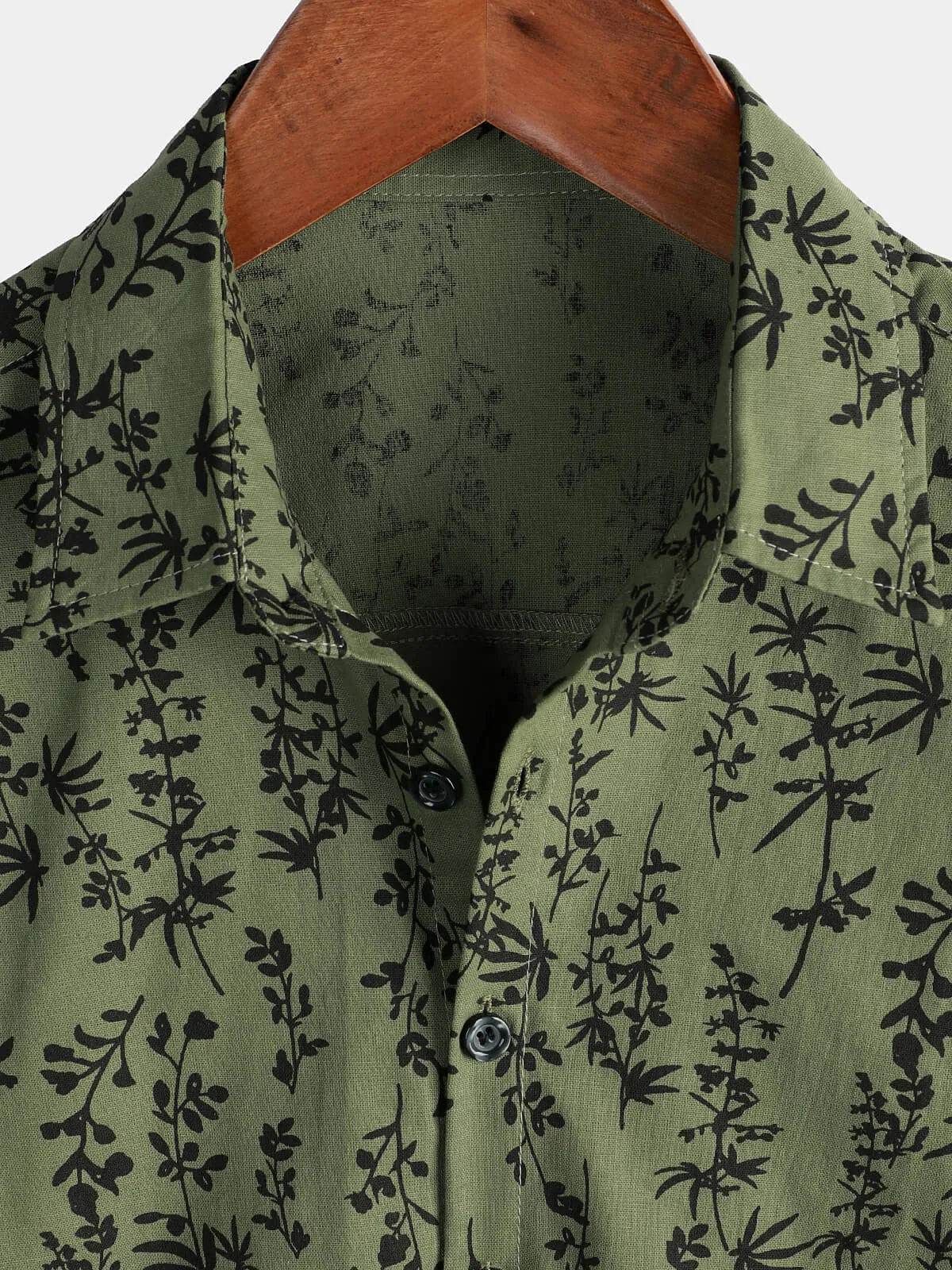 Men's Green Cotton Hawaiian Summer Vintage Floral Holiday Cruise Short Sleeve Button Up Shirt