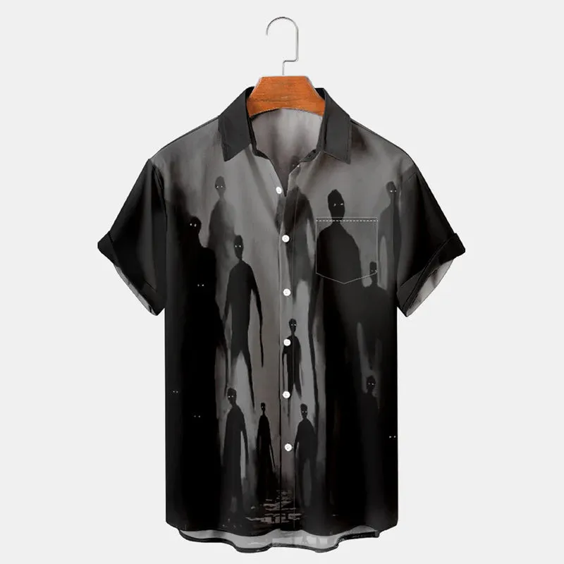 Men's Halloween Shadow Printed Shirt