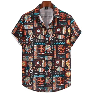 Men’s Hawaiian 3D Cashew Flower Print Shirt – Short Sleeve Harajuku Oversized Casual Summer Fashion Top