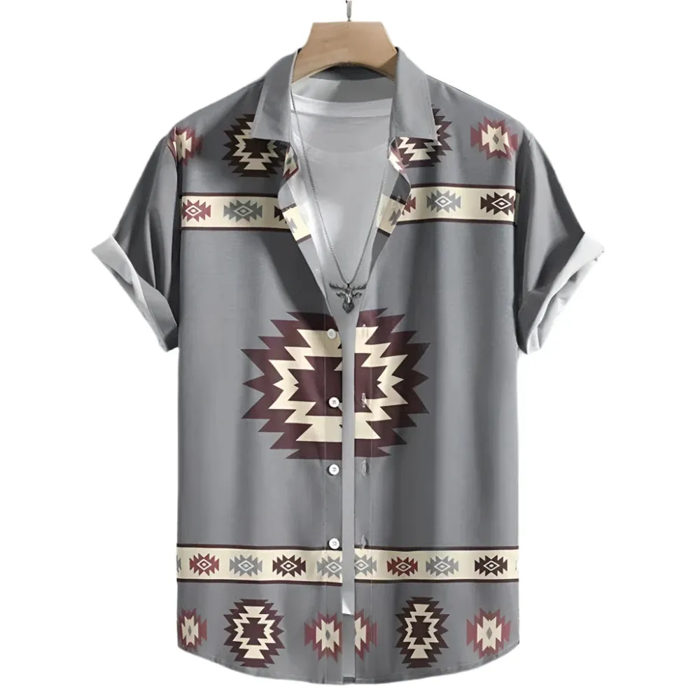Men’s Hawaiian 3D Cashew Flower Print Shirt – Short Sleeve Harajuku Oversized Casual Summer Fashion Top