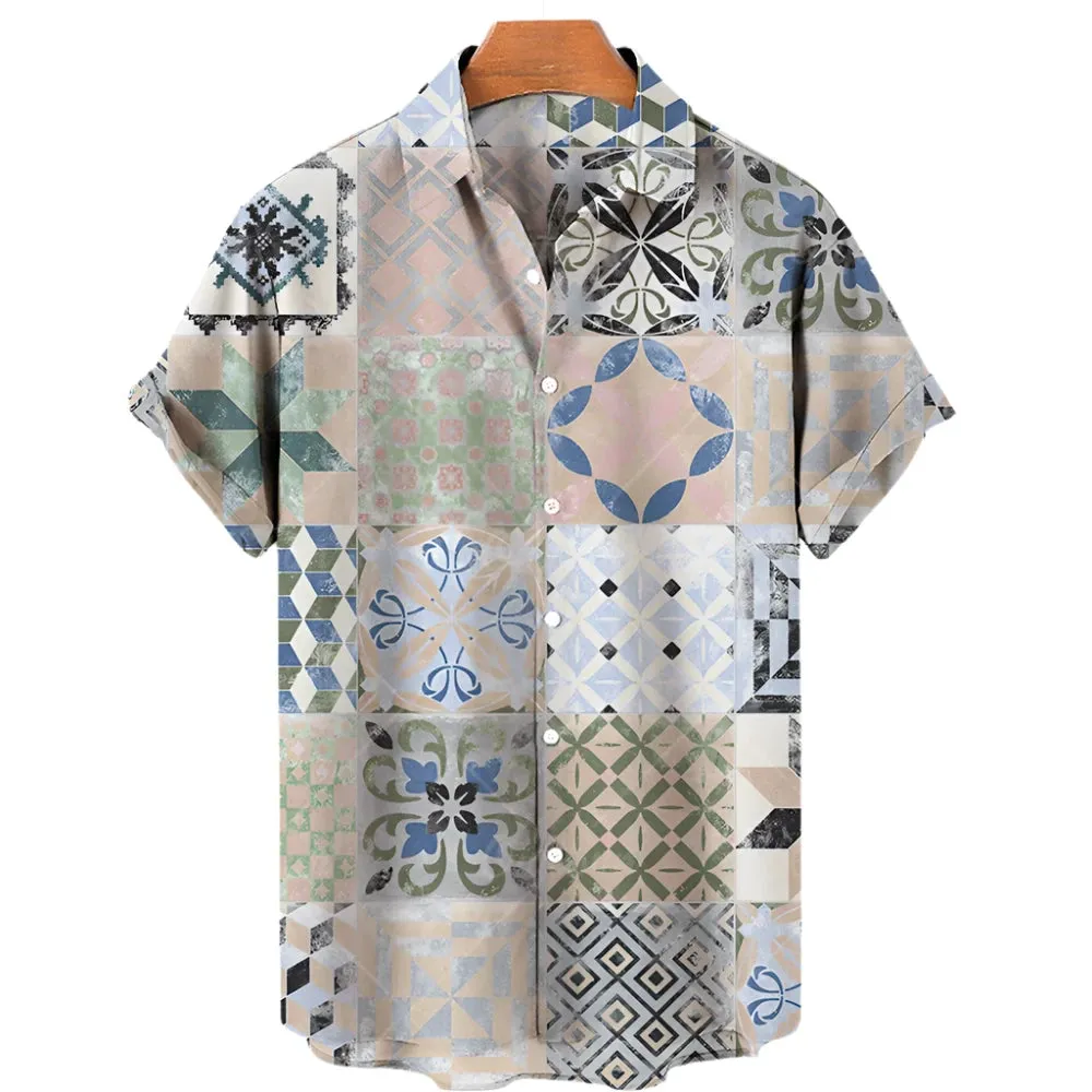 Men’s Hawaiian 3D Cashew Flower Print Shirt – Short Sleeve Harajuku Oversized Casual Summer Fashion Top