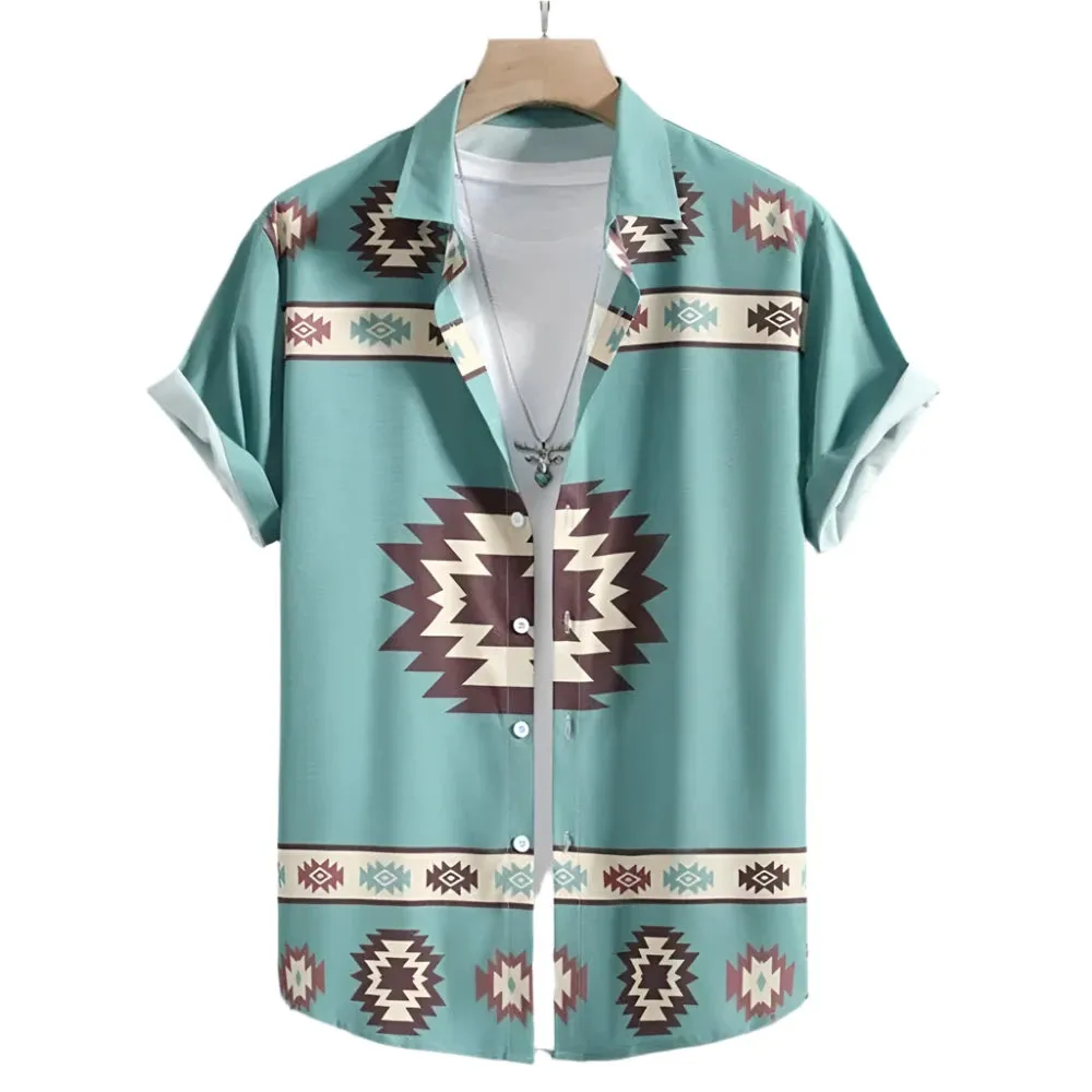 Men’s Hawaiian 3D Cashew Flower Print Shirt – Short Sleeve Harajuku Oversized Casual Summer Fashion Top