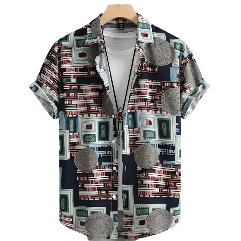 Men’s Hawaiian 3D Cashew Flower Print Shirt – Short Sleeve Harajuku Oversized Casual Summer Fashion Top