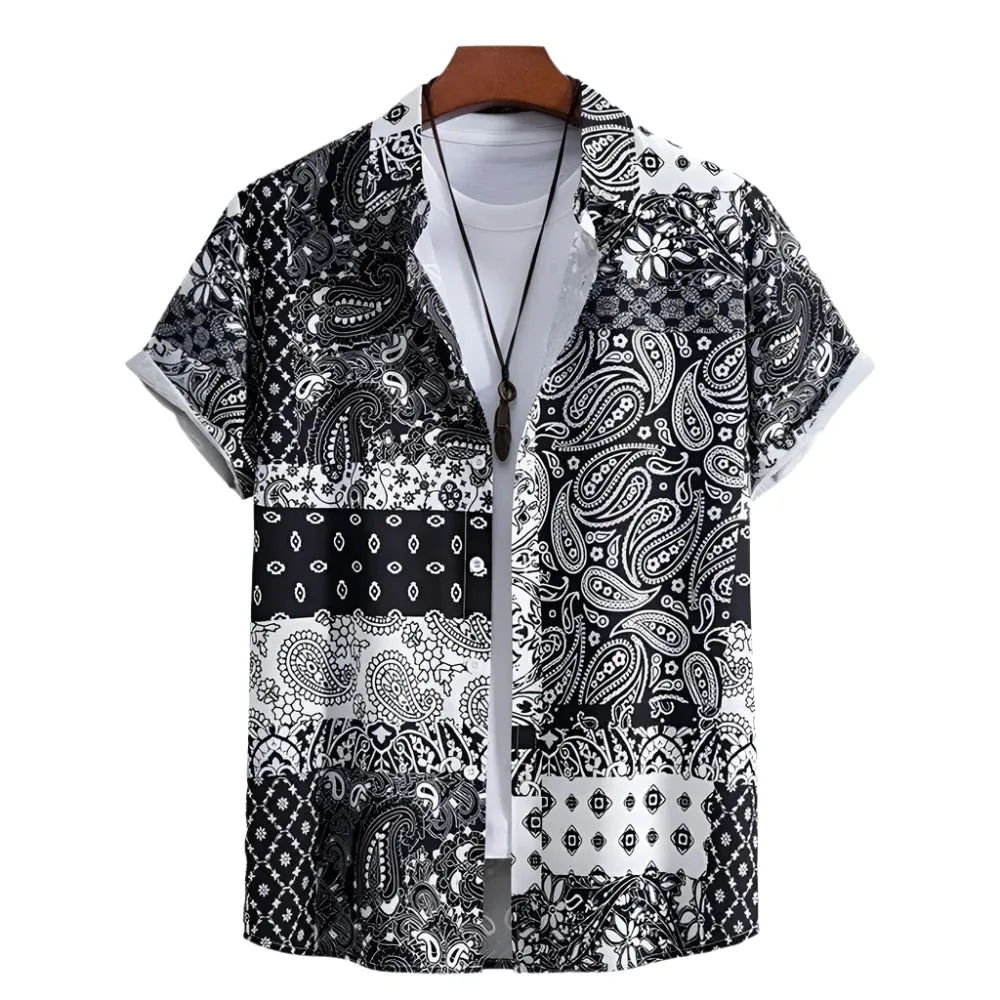 Men’s Hawaiian 3D Cashew Flower Print Shirt – Short Sleeve Harajuku Oversized Casual Summer Fashion Top