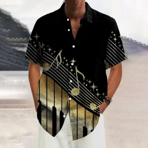 Men's Music Printed Style Short-Sleeved Shirt