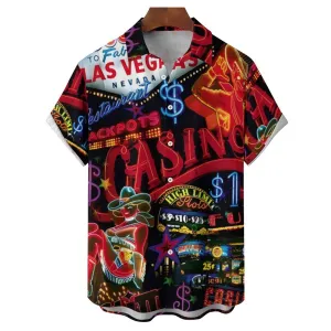 Men's Neon Sign Casual Short Sleeve Shirt 2311000587