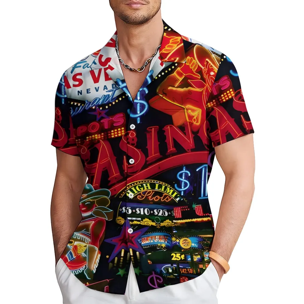 Men's Neon Sign Casual Short Sleeve Shirt 2311000587
