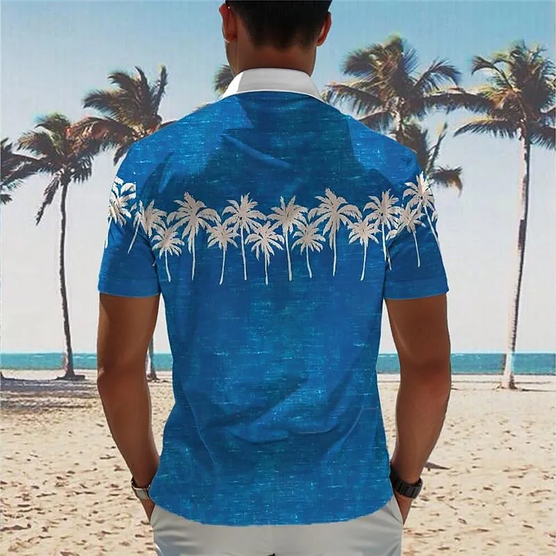 Men's Palm Tree Tropical Plants Printed Short Sleeves Shirt