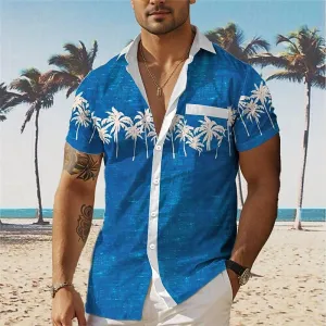 Men's Palm Tree Tropical Plants Printed Short Sleeves Shirt