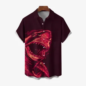 Men's Shark Print Casual Short Sleeve Shirt 2404001801