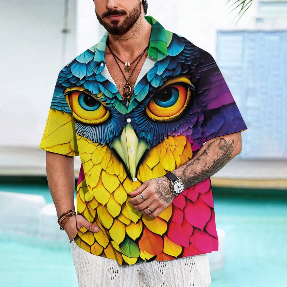 Men's Stylish Print Lapel Collar Graphic Shirt 2407001957