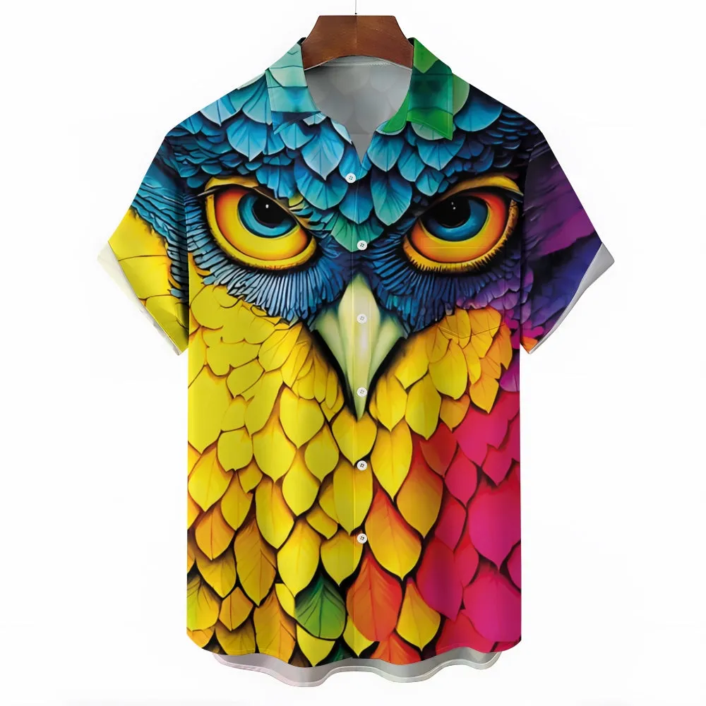 Men's Stylish Print Lapel Collar Graphic Shirt 2407001957