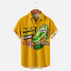 Men's Vintage Candy Printed Button Short Sleeve Shirt