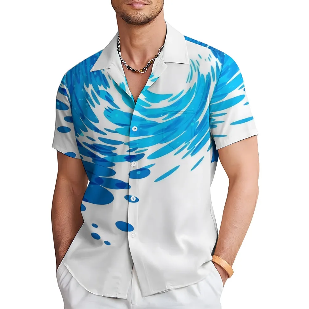 Men's Waves Ocean Hawaiian Casual Shirt 2407000178