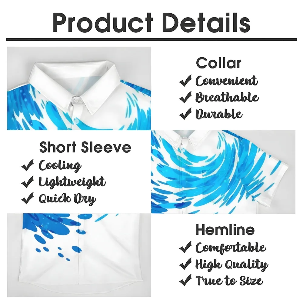 Men's Waves Ocean Hawaiian Casual Shirt 2407000178