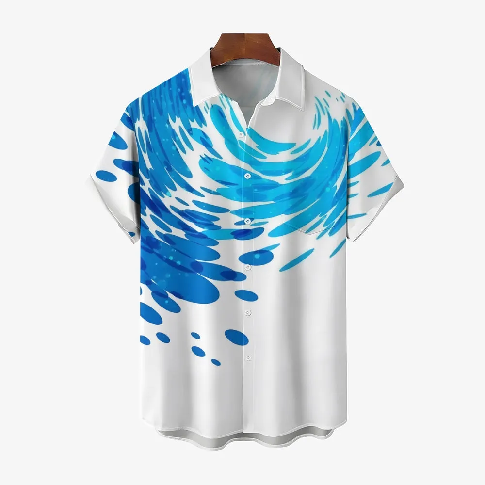 Men's Waves Ocean Hawaiian Casual Shirt 2407000178