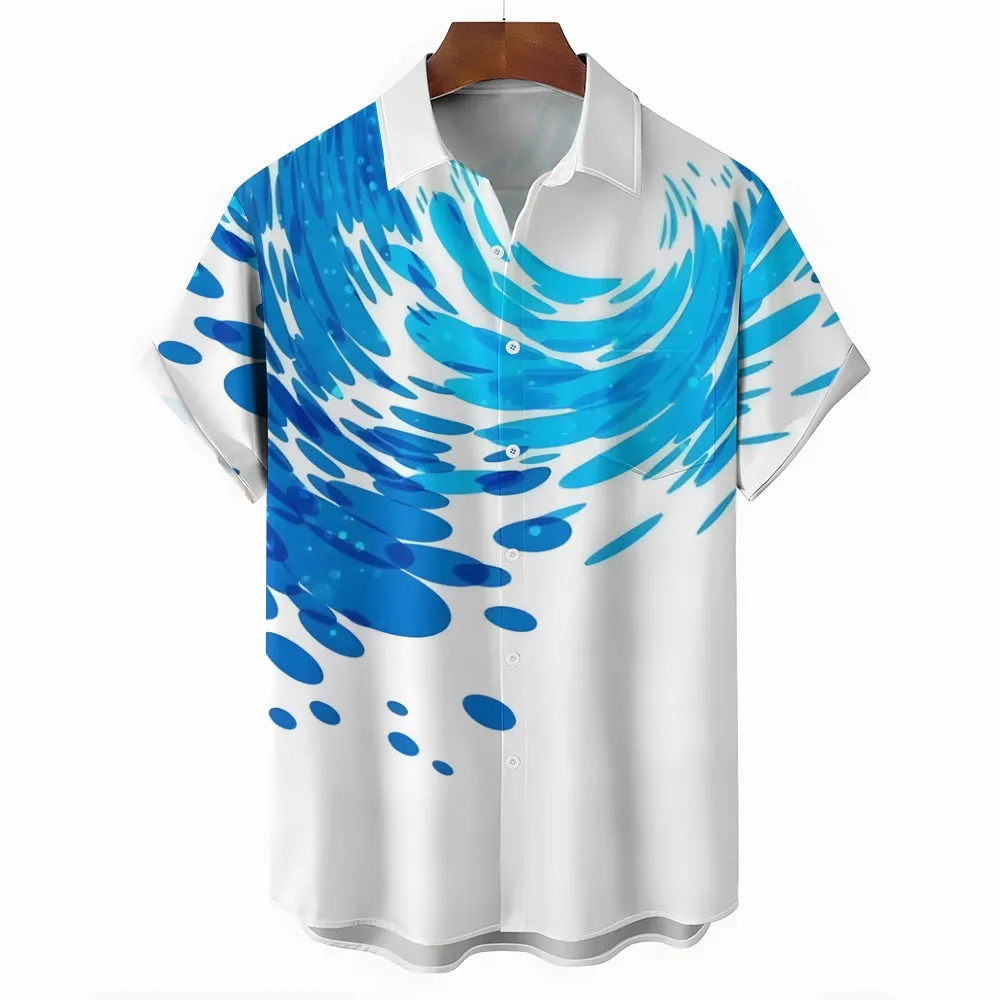 Men's Waves Ocean Hawaiian Casual Shirt 2407000178