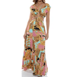 MIAMI DAYDREAM - Halter Drawstring Cut Out Maxi Dress