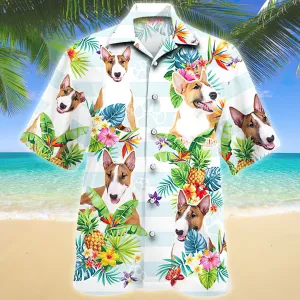 Miniature Bull Terrier Tropical Flower Hawaiian Shirt