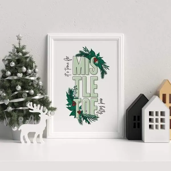 Mistletoe and Holly | Christmas art print