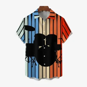 Music Instrument Casual Chest Pocket Short Sleeved Shirt 2310000103