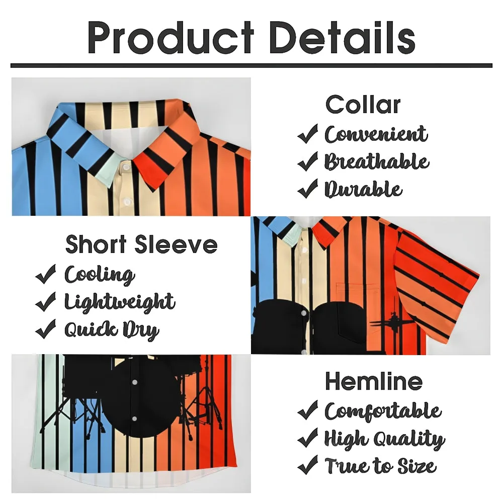 Music Instrument Casual Chest Pocket Short Sleeved Shirt 2310000103