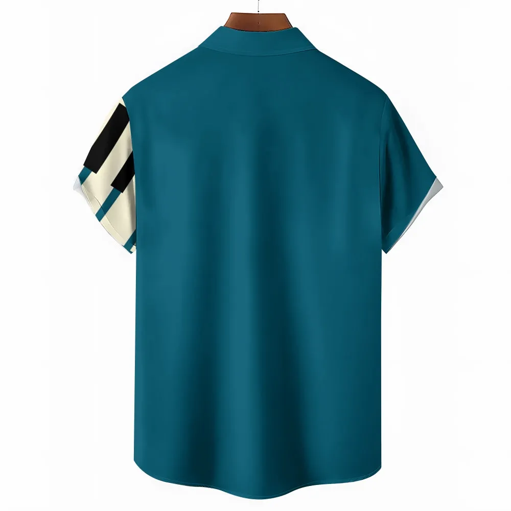 Music Piano Guitar Casual Large Size Short Sleeve Shirt 2407002075