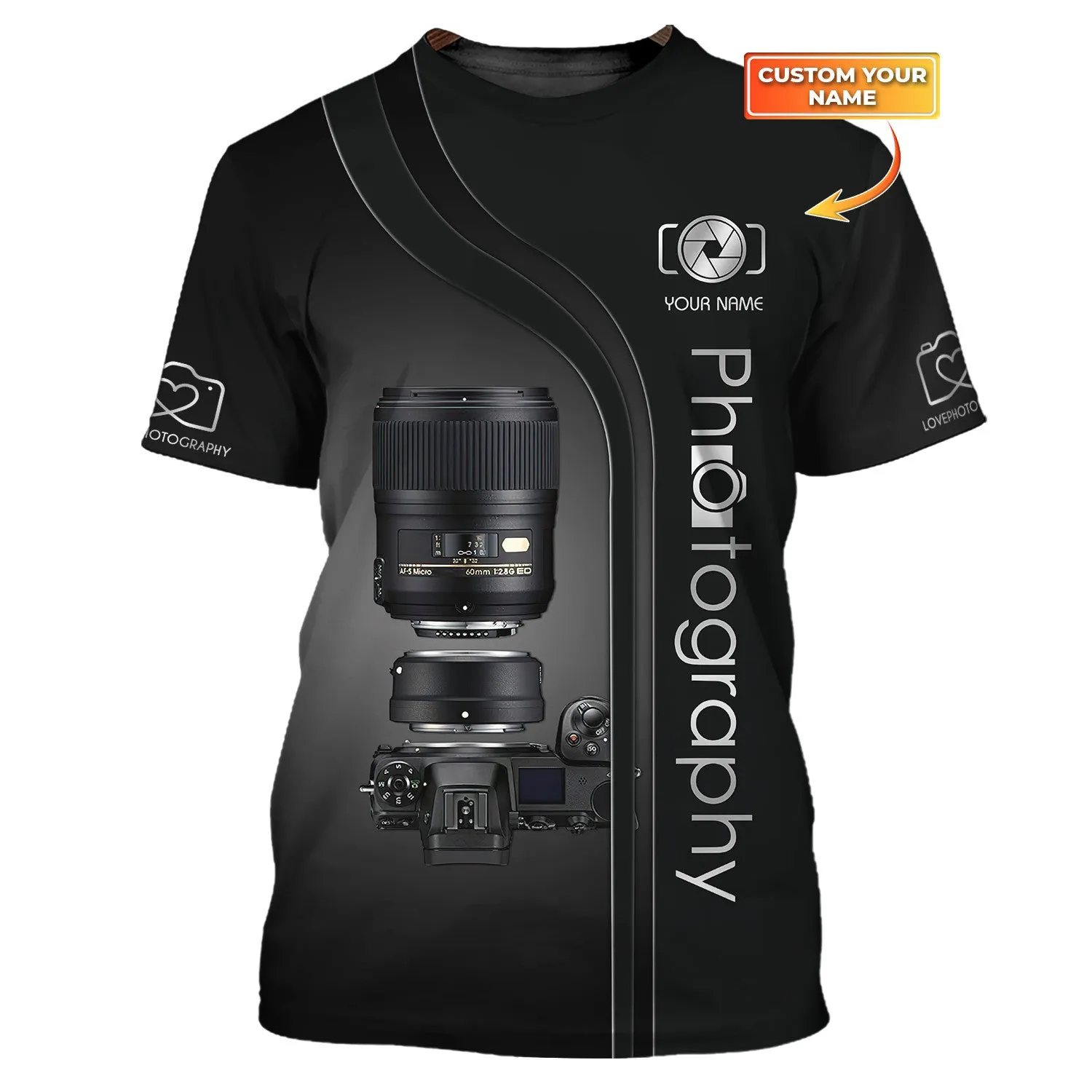 NK Camera 3D Shirts Photography Zipper Hoodie, Bomber, Sweater, Polo, Hawaiian,..Custom Photographer Shirts