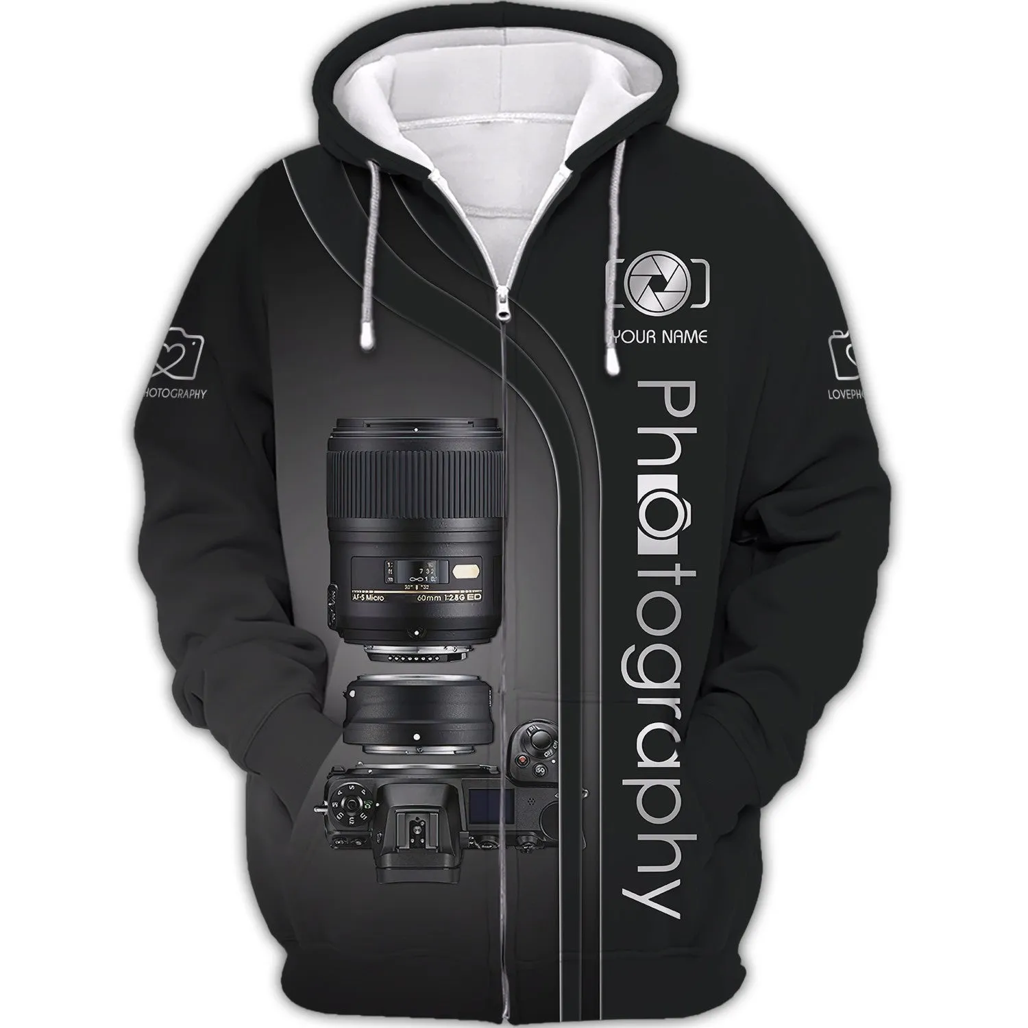 NK Camera 3D Shirts Photography Zipper Hoodie, Bomber, Sweater, Polo, Hawaiian,..Custom Photographer Shirts